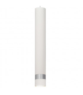 Tuba Slim Pendant Ceiling Light White Chrome 10cm-2