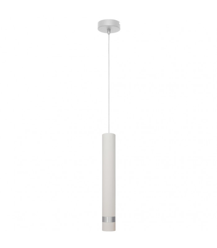 Tuba Slim Pendant Ceiling Light White Chrome 10cm-3