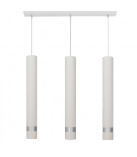 Tuba Straight Bar Pendant Ceiling Light White Chrome 60cm-1