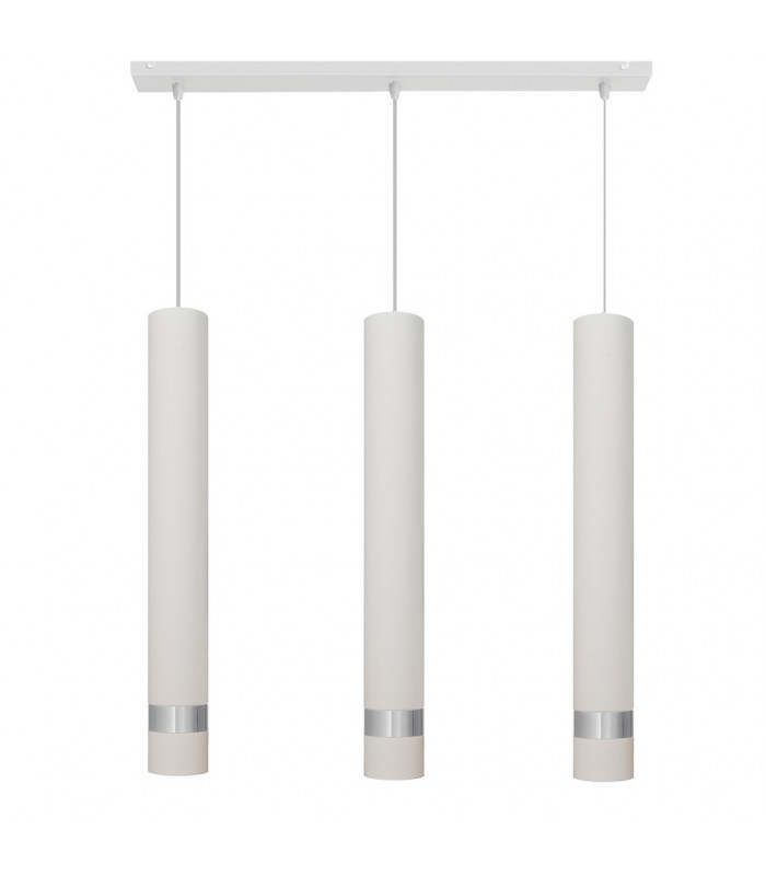 Tuba Straight Bar Pendant Ceiling Light White Chrome 60cm-1