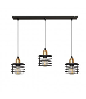 Edison Straight Bar Pendant Ceiling Light Black Copper 65cm-1