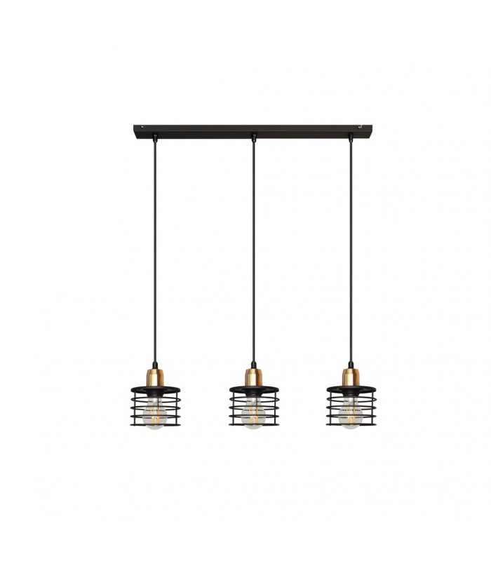 Edison Straight Bar Pendant Ceiling Light Black Copper 65cm-3