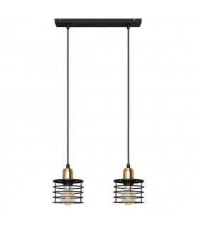 Edison Straight Bar Pendant Ceiling Light Black Copper 40cm-1