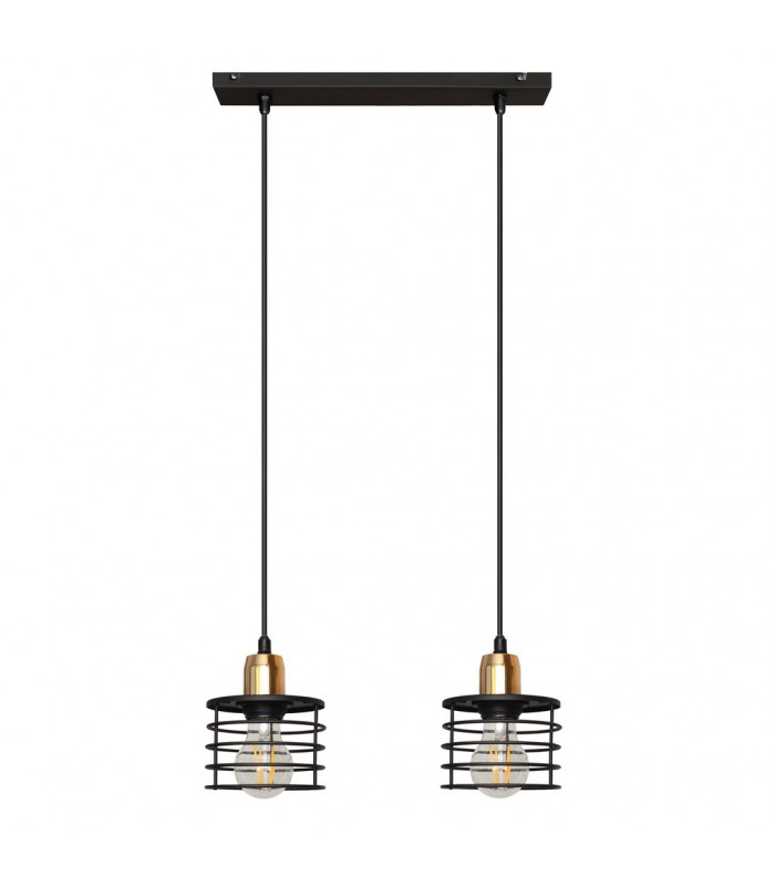 Edison Straight Bar Pendant Ceiling Light Black Copper 40cm-1