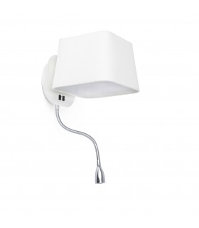 1 Light Indoor Wall Light White with Reading Lamp, E27 - 1