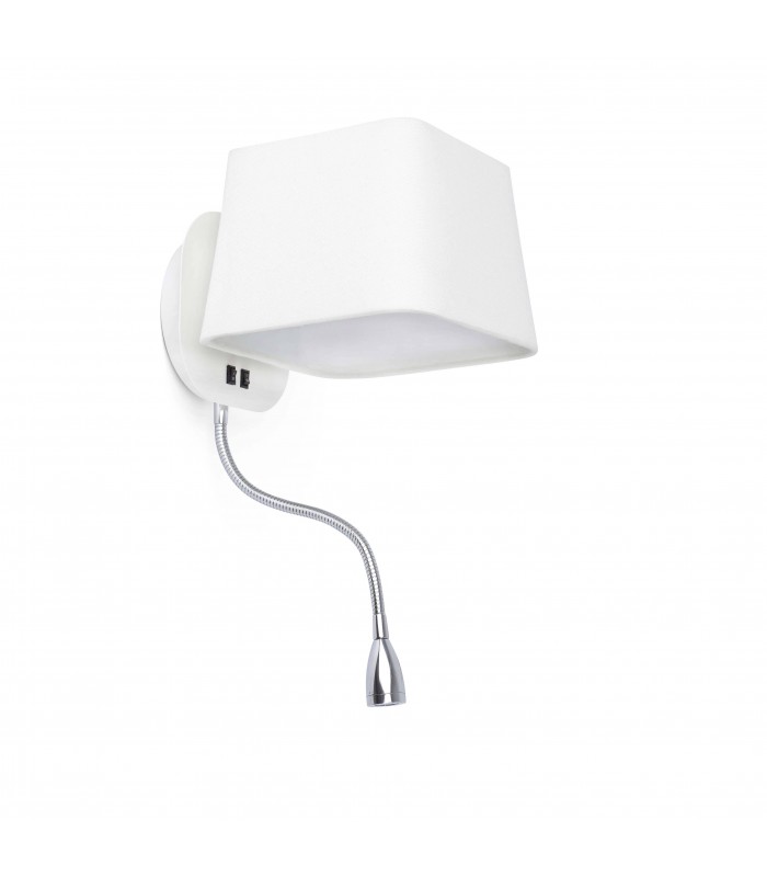 1 Light Indoor Wall Light White with Reading Lamp, E27 - 1