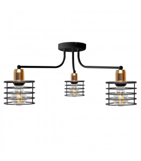 Edison Multi Arm Semi Flush Ceiling Light Black Copper 65cm-1