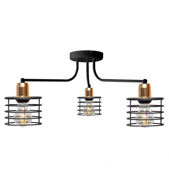 Edison Multi Arm Semi Flush Ceiling Light Black Copper 65cm-1