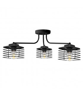 Edison Multi Arm Semi Flush Ceiling Light Black 65cm