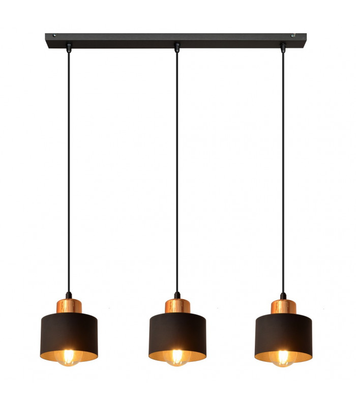 Edison Straight Bar Pendant Ceiling Light Black Copper 12cm-2