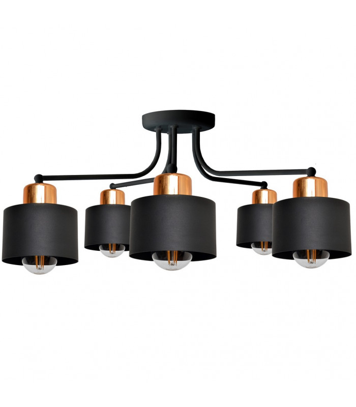 Edison Multi Arm Semi Flush Ceiling Light Black Copper 65cm-1