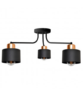 Edison Multi Arm Semi Flush Ceiling Light Black Copper 65cm-1
