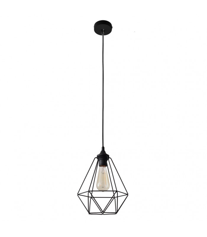 Karo Wire Frame Pendant Ceiling Light Black 24cm