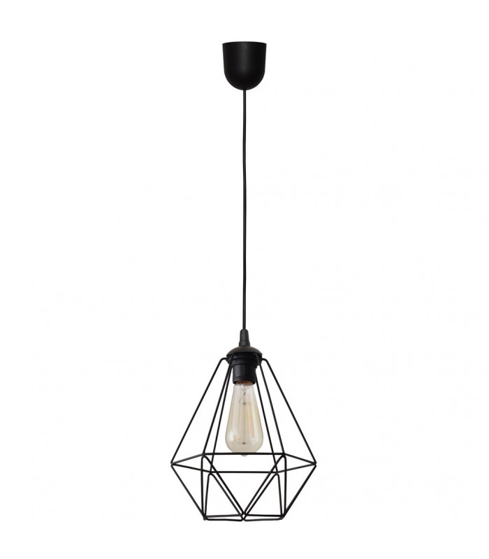 Karo Wire Frame Pendant Ceiling Light Black 24cm