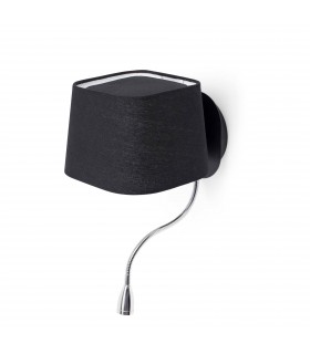 1 Light Indoor Wall Light Black with Reading Lamp, E27 - 1