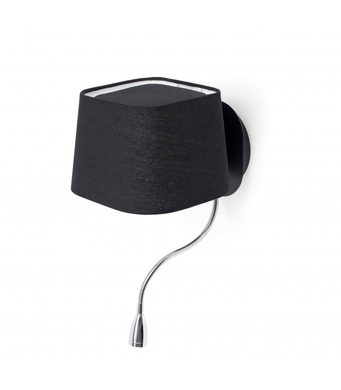 1 Light Indoor Wall Light Black with Reading Lamp, E27 - 1