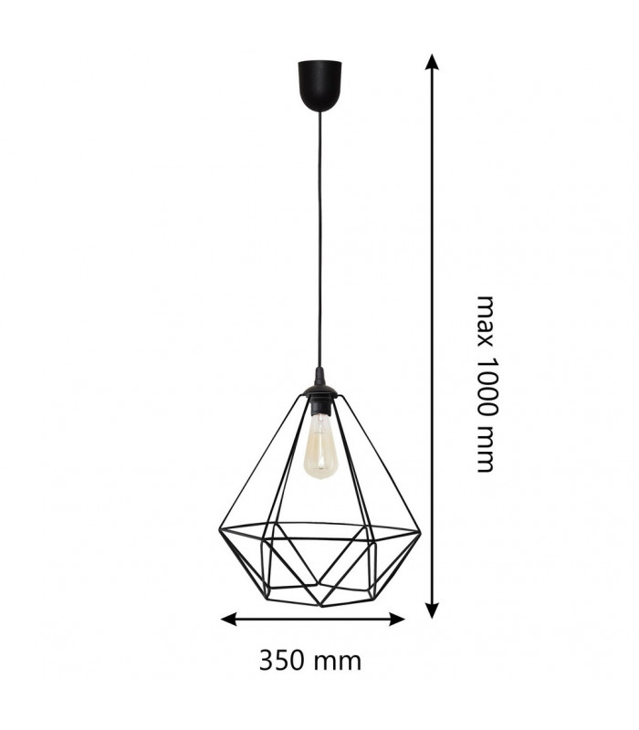 Karo Wire Frame Pendant Ceiling Light Black 35cm-2