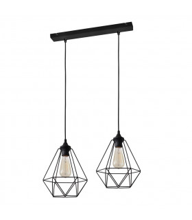 Karo Straight Bar Pendant Ceiling Light Black 50cm