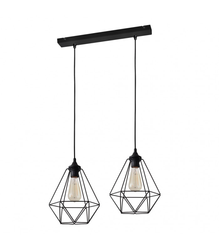 Karo Straight Bar Pendant Ceiling Light Black 50cm