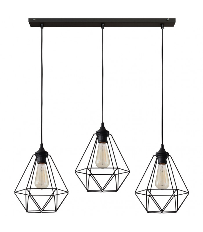 Karo Straight Bar Pendant Ceiling Light Black 78cm-1
