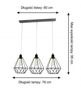 Karo Straight Bar Pendant Ceiling Light Black 78cm-2