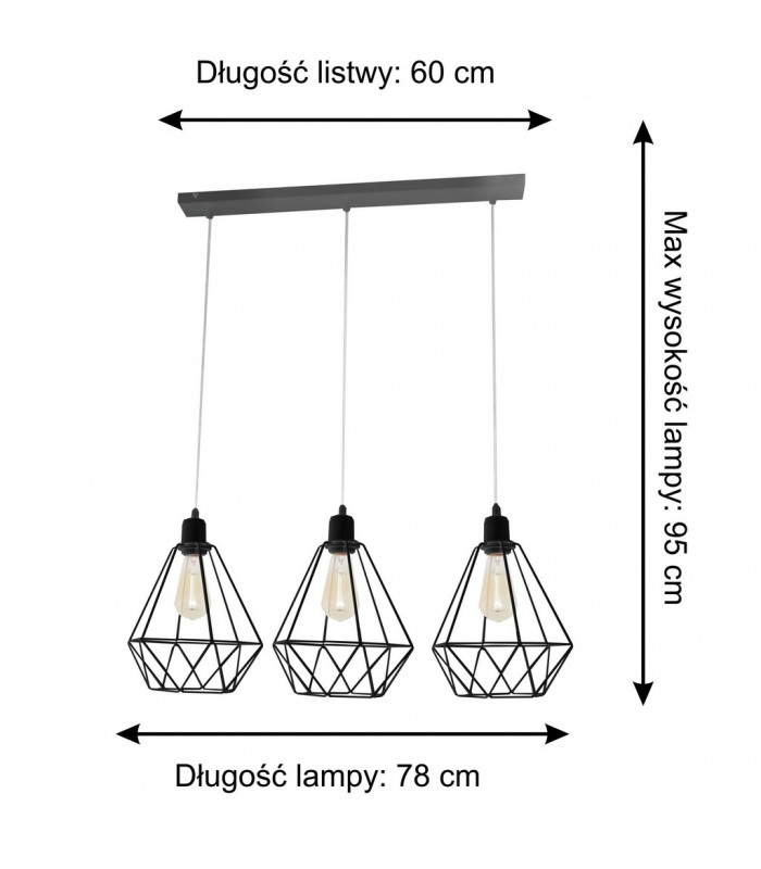 Karo Straight Bar Pendant Ceiling Light Black 78cm-2