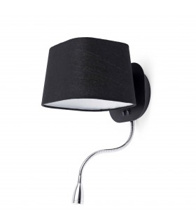 1 Light Indoor Wall Light Black with Reading Lamp, E27 - 2