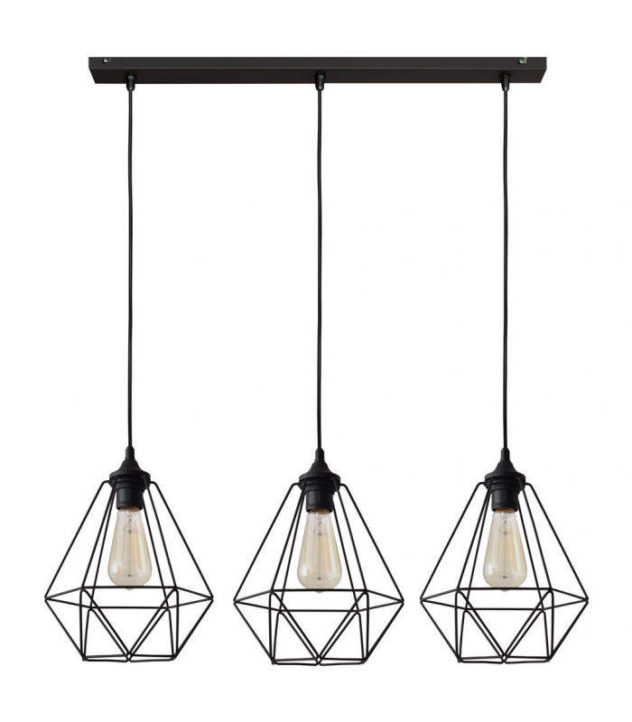 Karo Straight Bar Pendant Ceiling Light Black 78cm-4