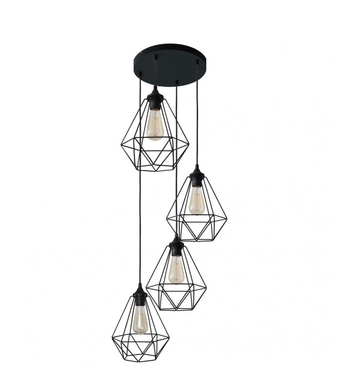 Karo Cluster Pendant Ceiling Light Black 35cm
