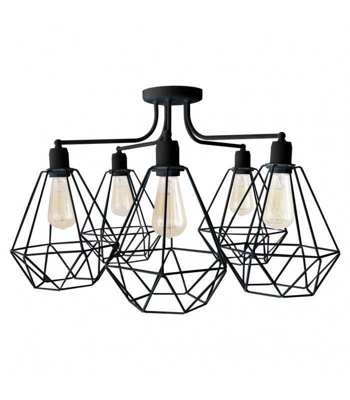 Karo Multi Arm Semi Flush Ceiling Light Black 75cm