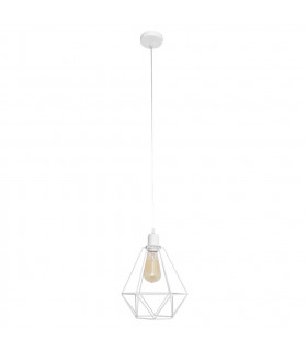 Karo Wire Frame Pendant Ceiling Light White 24cm