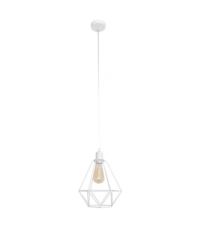 Karo Wire Frame Pendant Ceiling Light White 24cm