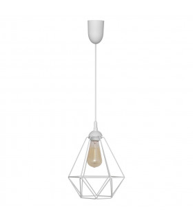Karo Wire Frame Pendant Ceiling Light White 24cm