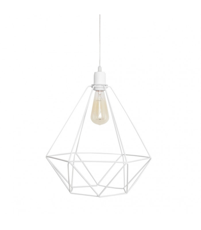 Karo Wire Frame Pendant Ceiling Light White 35cm-1