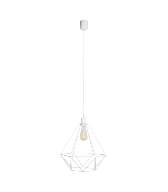 Karo Wire Frame Pendant Ceiling Light White 35cm