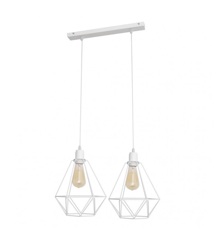 Karo Straight Bar Pendant Ceiling Light White 50cm