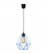 Karo Wire Frame Pendant Ceiling Light Black Blue 24cm-1
