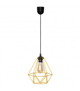 Karo Wire Frame Pendant Ceiling Light Black Orange 24cm-1