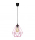 Karo Wire Frame Pendant Ceiling Light Black Pink 24cm-1