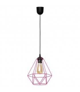 Karo Wire Frame Pendant Ceiling Light Black Pink 24cm-1
