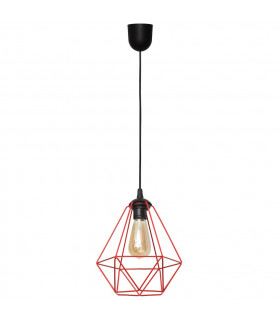 Karo Wire Frame Pendant Ceiling Light Black Red 24cm-1