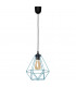 Karo Wire Frame Pendant Ceiling Light Black Turquoise 24cm-1
