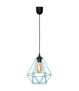 Karo Wire Frame Pendant Ceiling Light Black Turquoise 24cm-1