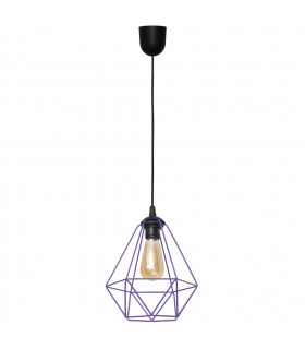 Karo Wire Frame Pendant Ceiling Light Black Purple 24cm-1