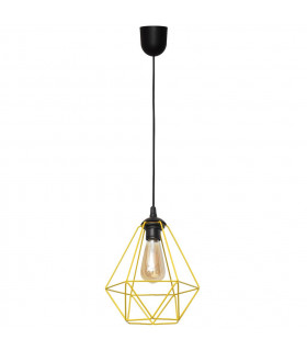 Karo Wire Frame Pendant Ceiling Light Black Yellow 24cm-1