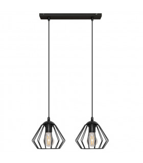 Agat Straight Bar Pendant Ceiling Light Black 40cm