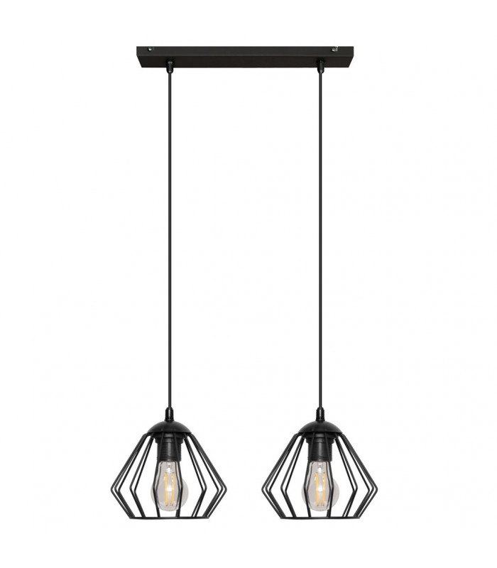 Agat Straight Bar Pendant Ceiling Light Black 40cm