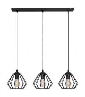 Agat Straight Bar Pendant Ceiling Light Black 65cm
