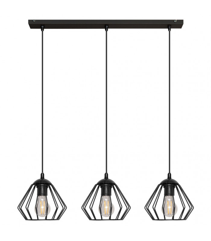 Agat Straight Bar Pendant Ceiling Light Black 65cm