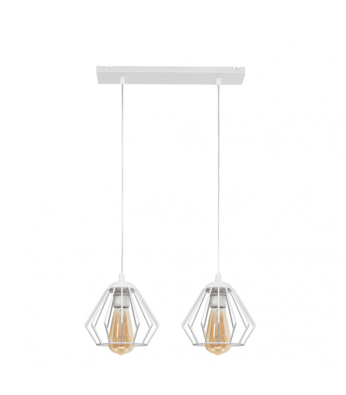Agat Straight Bar Pendant Ceiling Light White 40cm
